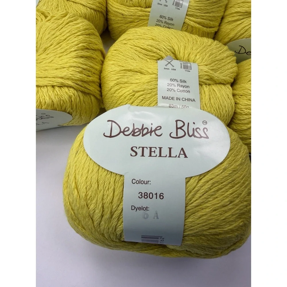 10 Skeins Debbie Bliss Stella Yellow Silk Rayon Cotton